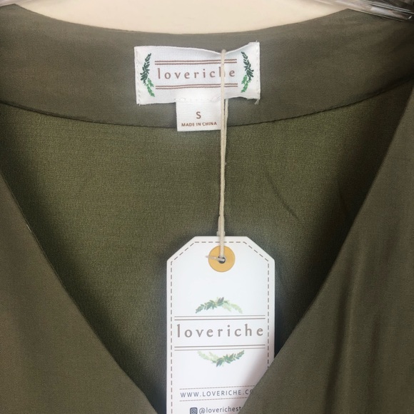 LAST 1 Olive Boho Peasant Button Down Skater Dress - Picture 5 of 8